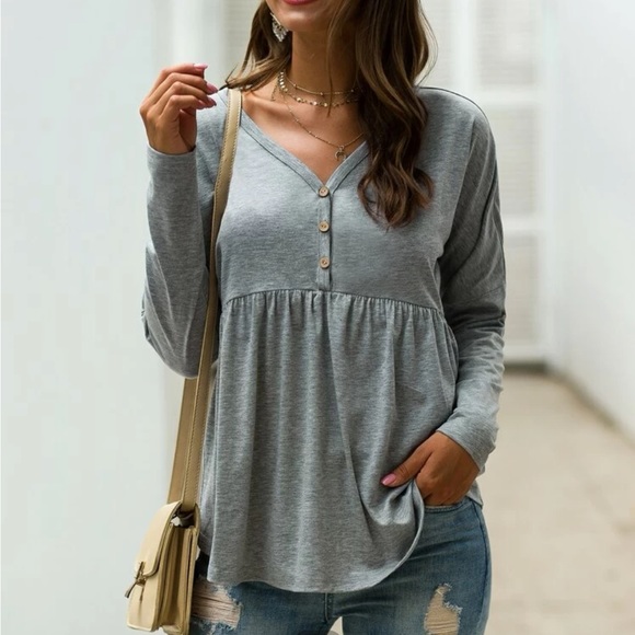 Gray Babydoll Top - Picture 3 of 3